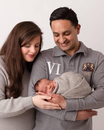 Stephanie and Sherry Brar's with newborn George