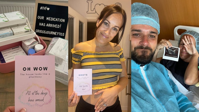 Charlie and Tom document IVF abroad—from receiving medication to embryo transfer—before continuing their journey with Care Fertility Tamworth. Seen on @ivf_griggsjourneyto3.